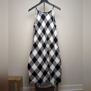 Philosophy Women's Sleeveless Dress Cotton Linen Black & White Plaid  Size 8
